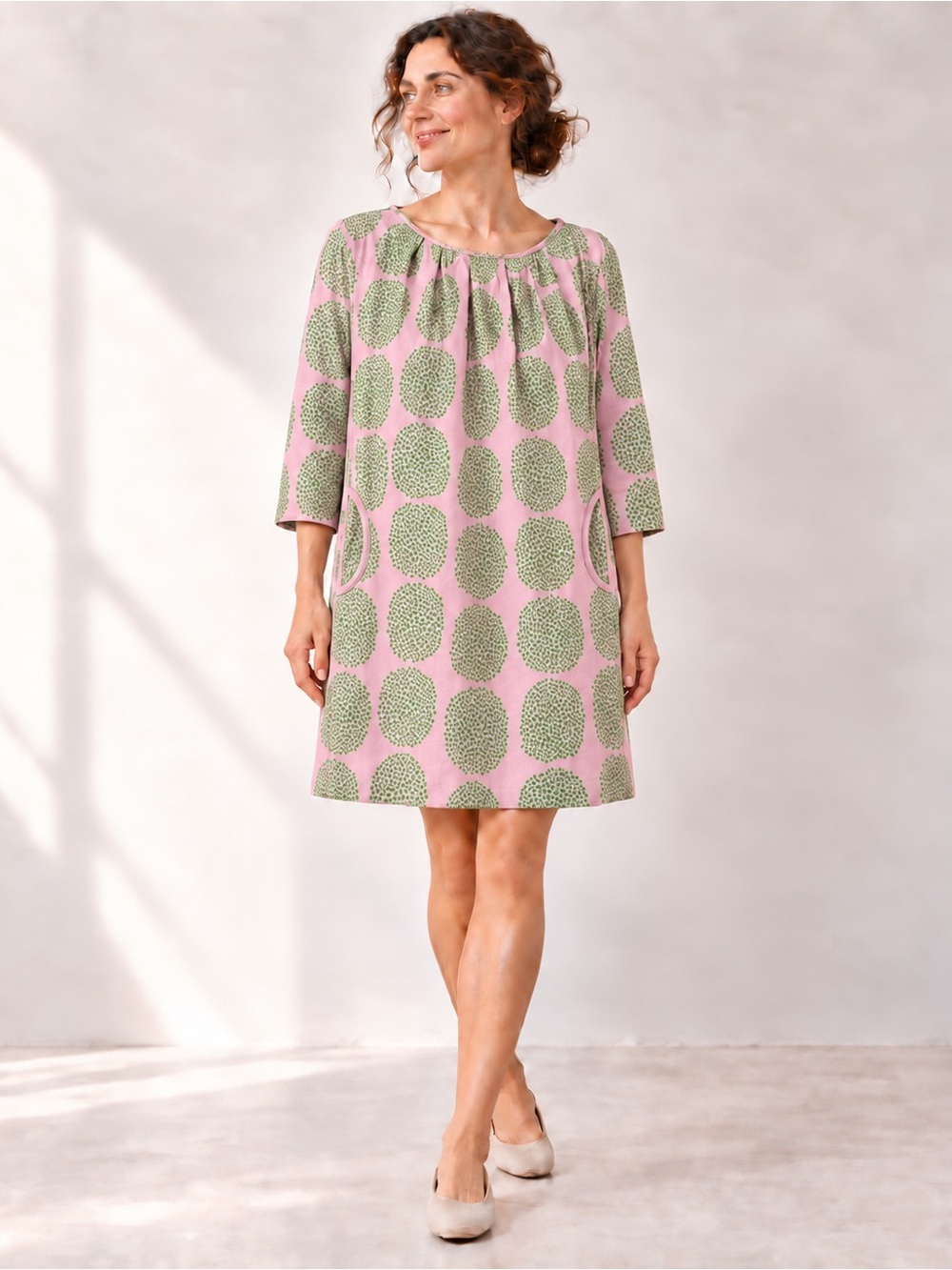 Marimekko Pink & Green Circle Print Cotton Shift Dress XL